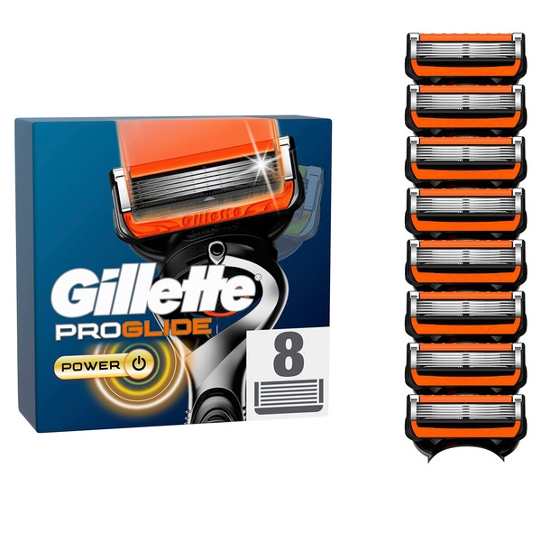 Gillette ProGlide Power Razor Blades, 8 Replacement Blades for Men's Wet Razors with 5 Blades