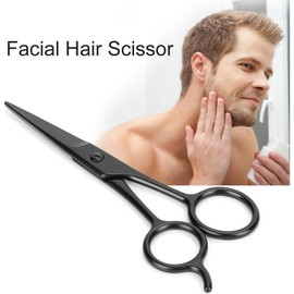 Tijeras de Peluquería de Acero Inoxidable, Tijeras para Recortar Cejas, Tijeras de Cuchilla Súper Afiladas, para Exceso de Vello Facial, Vello Nasal, Barba, Negro 12.2cm