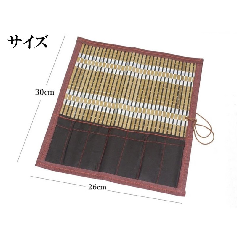 Brush Roll For Bamboo Calligraphy Brush Holder Roll with Pocket