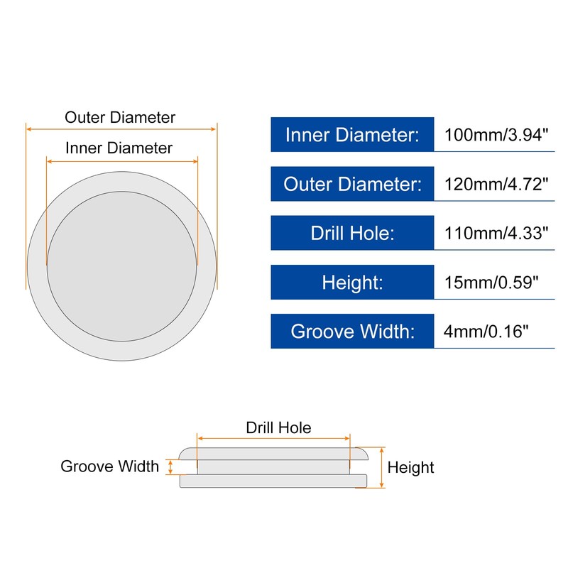 uxcell Rubber Grommets 4-5/16" (110mm) Drill Hole, 3-15/16" (100mm) ID