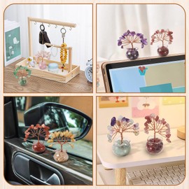 KISSITTY Chakra Crystal Tree Small Natural Yellow Quartz Chips Healing Stone Tree Figurine Fairy Garden Landscape Aquarium Feng Shui Decoration for DIY Bonsai Craft Indoor Home Decor