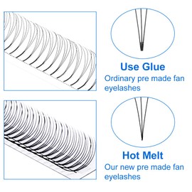 Volume Eyelash Extensions, 3D Eyelash Extension, Eyelash Fans, Pre-Fanned Eyelashes, 0.07 Mix 8-14 mm, D Curl, Silk Eyelashes, Ready-to-Use Fans, Premade Fans Eyelash Extensions (3D-0.07-D-8-14)