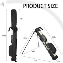 Golf Stand Bag Lightweight Small Golf Bag with Dual Strap Easy Carry 2 Way Dividers Multiple Pockets Golf Gun Bag with 2 Golf Wood Head Covers (Black)
