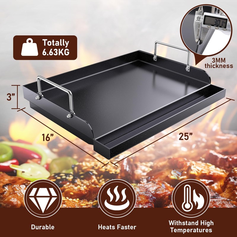 Nonstick Cast Iron Griddle for Gas Grill Nanoceramic Stove Top