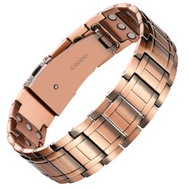 Jeracol Copper Magnetic Bracelet for Men, Men's Copper Bracelet with 3X Ultra Strength Magnets(3800 Gauss Each), Unique Folding Clasp Wristband Brazaletes with Adjustment Tool and Jewelry Gift Box