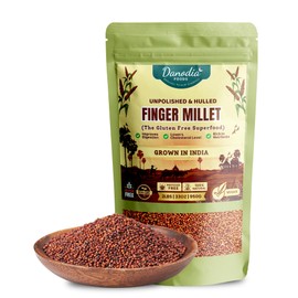 Danodia Foods Ragi (Finger Millet) Whole Grain, 450 g - Unpolished, Gluten Free, Rich in Iron, Calcium, Fibre & Protein, Non-GMO, Vegetable, Low GI, Quick Preparation, Resealable