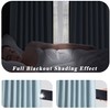 Dusty Blue Pinch Pleated Full Blackout Curtains Linen Texture Thermal