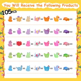 Mini Resin Animals Bulk 105PCS Multicoloured Dinosaur Duck Luminous Glow in The Dark Tiny Figurines Miniature Resin Animals for Garden, Aquarium Decor, Dollhouse, DIY Crafts, for Christmas & Easter