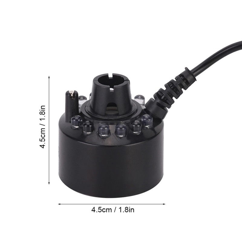 Black Aquarium 12 LED Light Ultrasonic Mist Maker Atomizer Water