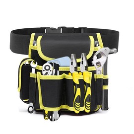 Electrician Tool Bag, Waterproof Tool Bag, Professional Universal Bag for Tools and Accessories, Tool Belt for Garden Tools, Various Compartments and Pockets (Yellow)