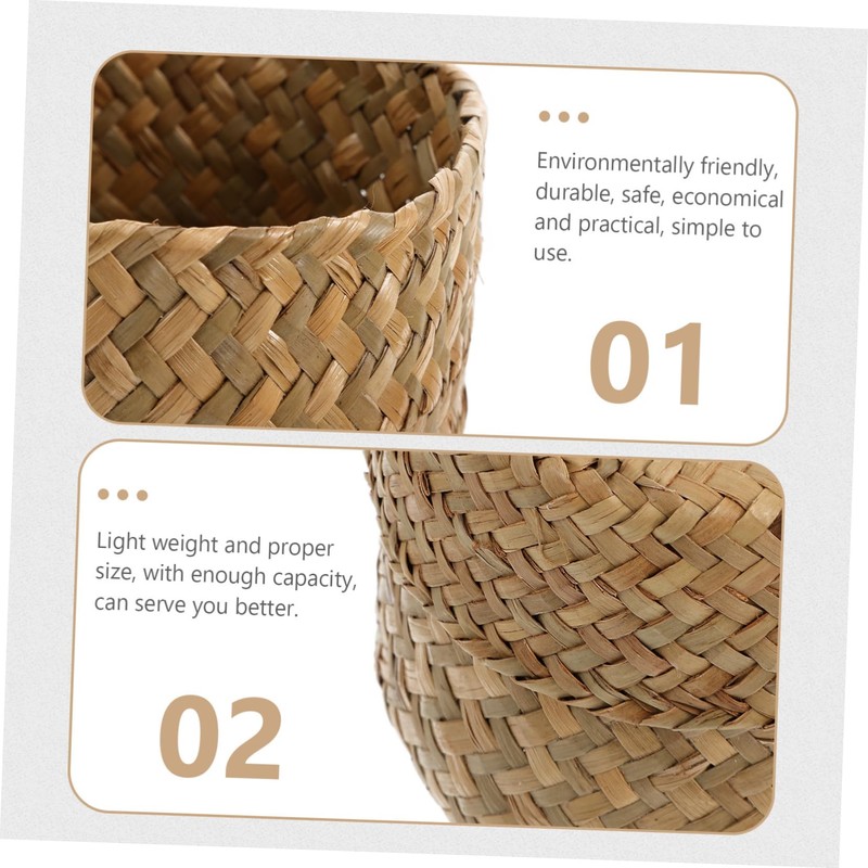 MAGICLULU Handmade Woven Straw Flower Basket for Valentines Storage Box