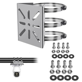 4 Pieces Mast Mount, Universal Vertical Pole Mount with 3 Adjustable Clamps and Screws, Brackets for Surveillance Cameras, Stage Lights, Solar Panels, CCTV Cameras Outdoor