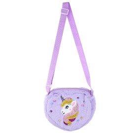 Holibanna Handbag Unicorn Purse Cute Anime Plush Unicorn Bag Shoulder Bags Princess Handbags Shoulder Bag for Kids Girls Purple Shoulder Bag