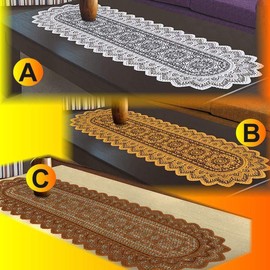 MforStyle Table Runner Lace White or Brown or Antique Gold (A - White)
