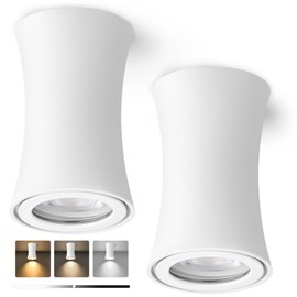 YindaLux LED Surface-Mounted Spotlight, White, Diameter 64 x 100 mm, Surface-Mounted Spotlight, Dimmable, 3000 K/4000 K/6500 K, IP44 Ceiling Spotlights, Surface-Mounted Spotlights, Including 5 W 550