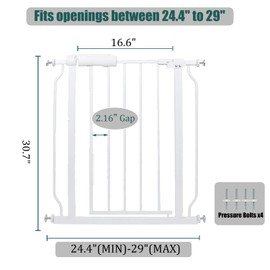 38.5-43.5 Inch Walk Throug Baby Gate for Stairs Pet Dog Gate Indoor for Doorways Pressure Mounted Safety Child Gate for Kitchen Living Room with Extensions