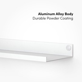 xympo Metal Picture Ledge, Wall Mounted Floating Shelf - 16" White (Set of 2)