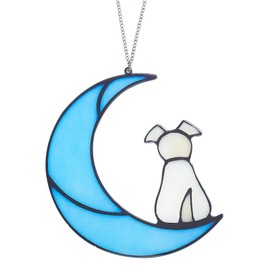 GORGECRAFT Dog and Moon Acrylic Window Hanging Dog Suncatchers Hanging Ornament for Window Home Garden Decoration, Gifts for Dog Lover