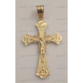 Unbranded 10k Yellow Gold Crucifix Jesus Cross Pendant Charm Religious Vintage Orthodox