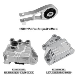 JDMON 3Pcs Engine Motor & Transmission Mount Replacement for Jeep Compass 2.4L 2017-2020, Renegade 2015-2020, Fiat 500X 2016-2018 Compatible with 68258599AA,68363755AA,68363756AA