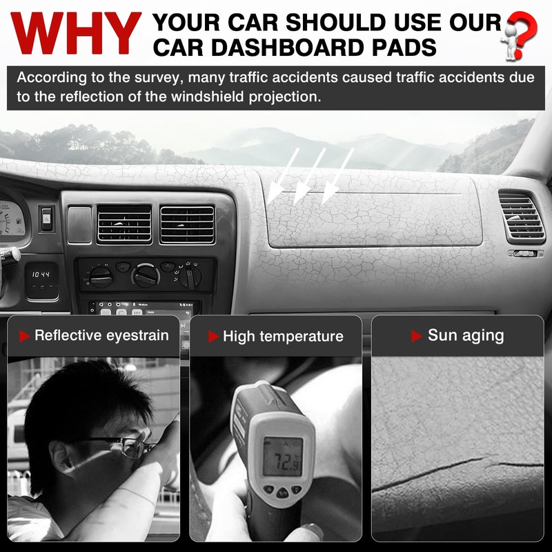 Autorder Dashboard Cover Mat for 1998-2002 2003 2004 Toyota Tacoma