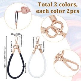 SUNNYCLUE 4Pcs Wristlet Bracelet Keychains Leather Keychain Wristlets Leather Wristlet Keychain Key Ring Bracelet Wrist Lanyard Black White Key Chain for Women Mens Bags Purse Car Keys Decorations