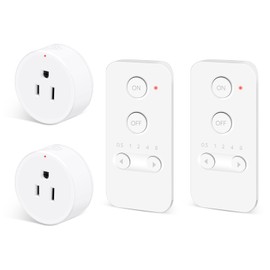Remote Control Outlet,NineLeaf 2PK Wireless Light Switch and Remote Outlet Plug,500ft Control Range,15A/1500W for Appliance,Timer Outlet for Lights,Lamps,Fans