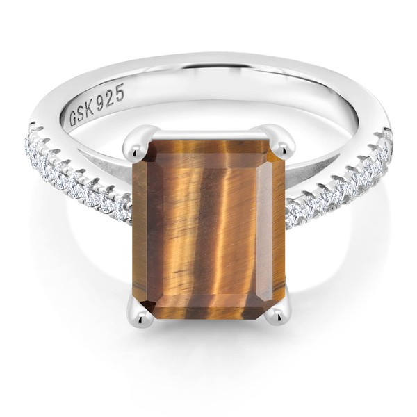 Gem Stone King 925 Sterling Silver Brown Tiger Eye and