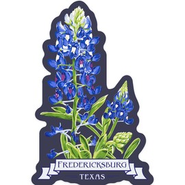 Lantern Press Sticker Fredericksburg, Texas, Letterpress, Bluebonnet, Die Cut Vinyl, (Waterproof Decal for Cars, Water Bottles, Laptops, Coolers), Small