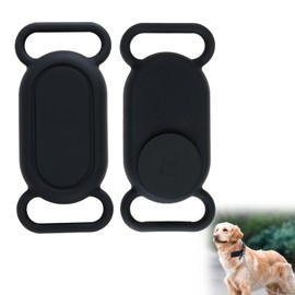 JRILUO 2 Stück Schwarz Hundehalsband Halter Silikon Hülle Kompatibel mit Smart Tag 2, wasserdichte Silikon Hülle, Silikon Kratzfest Wasserdicht Schutzhülle für GPS Hunde Tracker