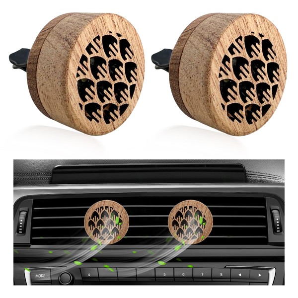KVAEY 2 PCS Wood Car Essential Oil Diffuser, Wooden Aromatherapy