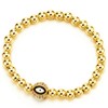 Women Men Gold Color Beads Chain Bracelet with Cubic Zirconia