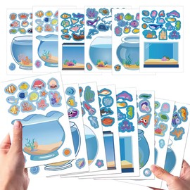YAYAN HOUSE | 100 Pegatinas Decoración Animales Acuáticos Peces Delfines Calamares Tortuga Stickers Decora Pecera Para Niños Juego Divertido Calcomanías Para Libretas Termos Laptop