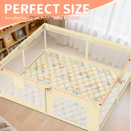 Deeteck Baby Play Mats for Floor - 79x71 In Thicken Soft Padding Foam Playmats for Playpen - Non-Slip Baby Activity Mat for Tummy Time & Crawling - Foldable Play Mat Machine Washable, Rainbow