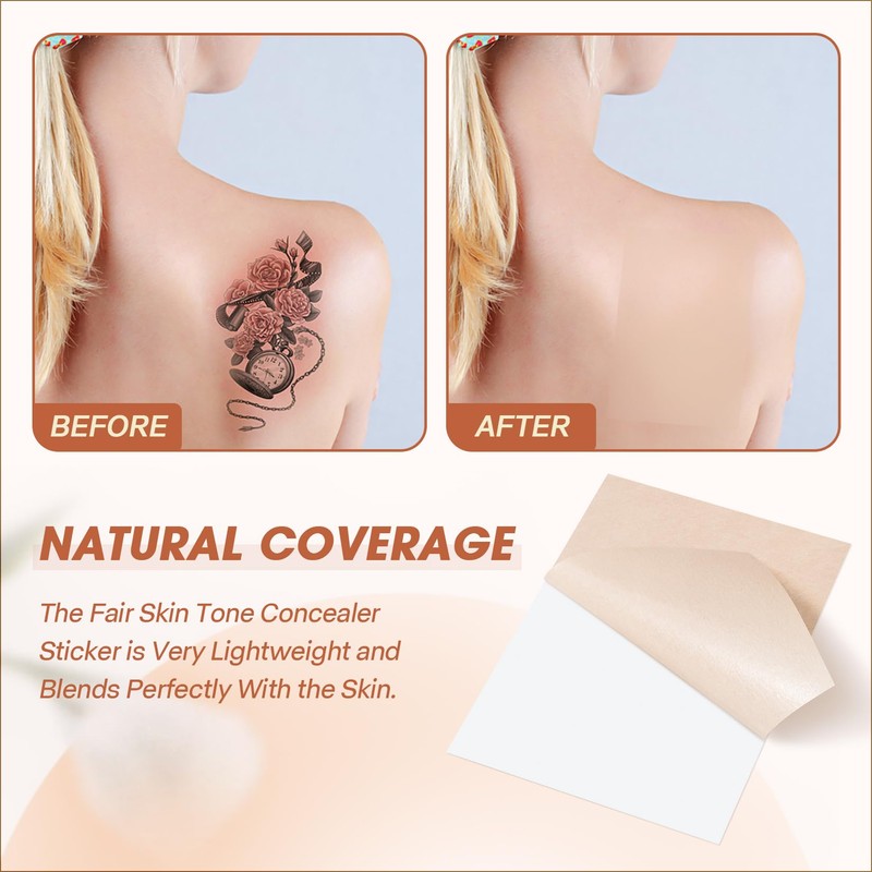 Shmian 10Pcs Waterproof Tattoo Cover Up Patch & Makeup, Second