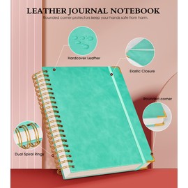 Spiral Notebook Journal 8.5” x 11”, 300 Pages Hardcover Leather Lined Journals for Women Men, A4 Large College Ruled Notebooks with 100 GSM Thick Paper, Spiral Journal for Writing Work School, Teal