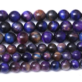 Natural Starry Blue Tiger Eyes Stone Beads Gemstone Round Crystal Energy Jade Beads Stone Beads for Jewelry Making DIY Bracelet Necklace Jewelry Making 1 Strand 15.5inch 35PCS 10MM