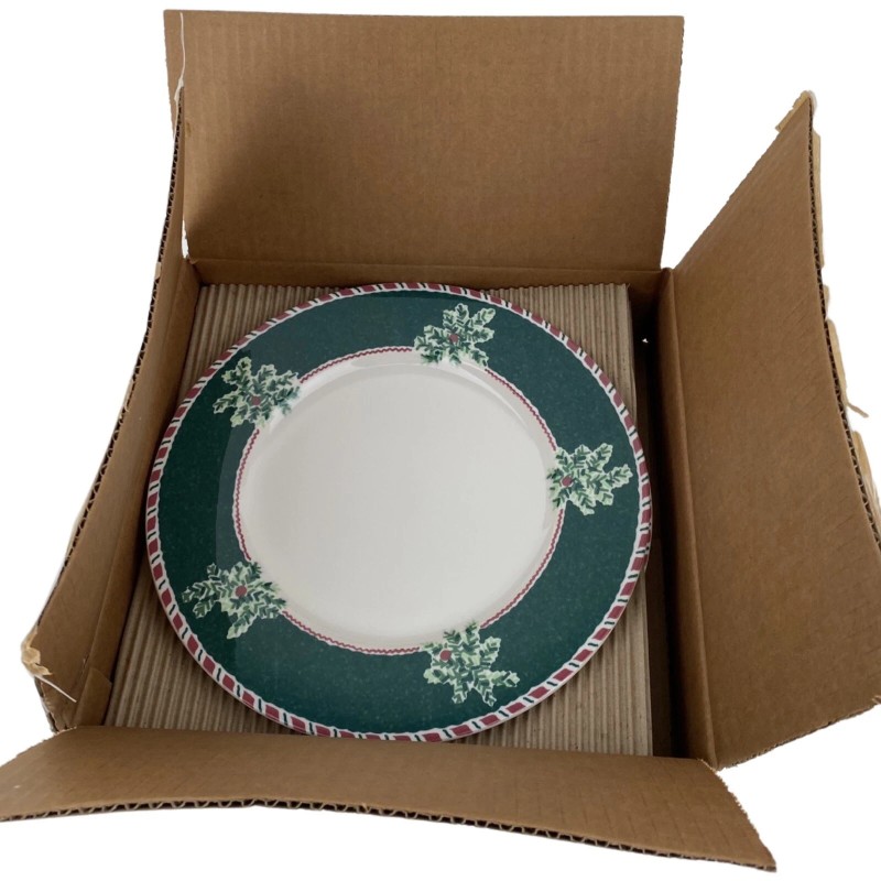 Fitz & Floyd Yuletide Holiday Green Dinner Plates (Set of