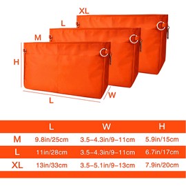Vercord Expandable Nylon Handbag Purse Organizer Insert Liner Shaper Bag in Bag Orange XLarge
