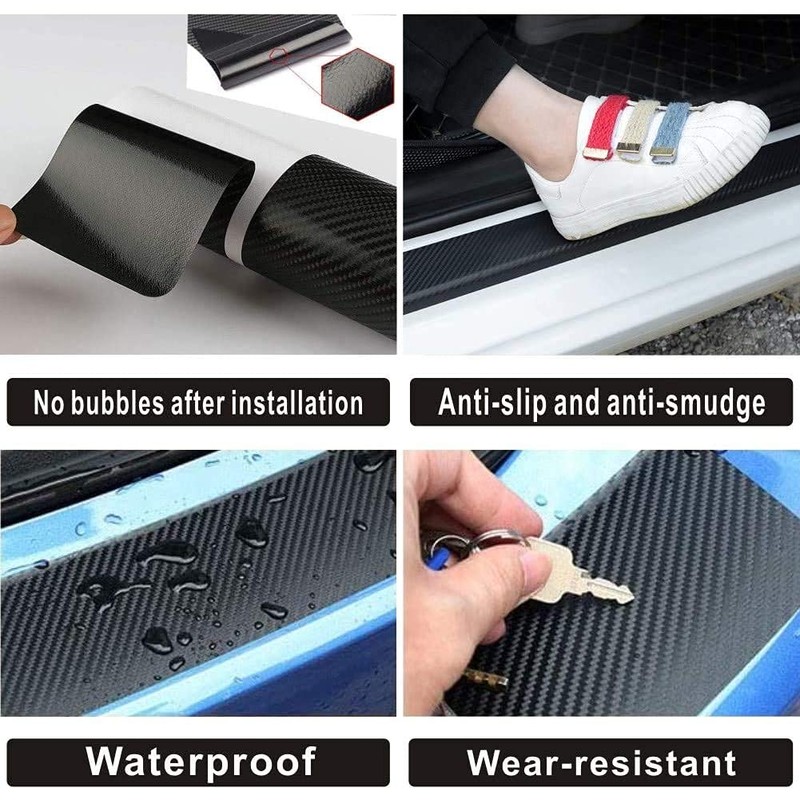 fanshihua 4pcs/Set for Nissan nismo Door Entry Guard Carbon Fiber