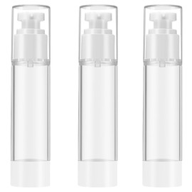 Qeuly 3 Pack Airless Pump Bottles 1.7 oz Travel Size Pump Bottle Lotion Container Refillable Cosmetic Pump Dispensers for Foundation Moisturizer Shampoo Toiletry (SN-50)