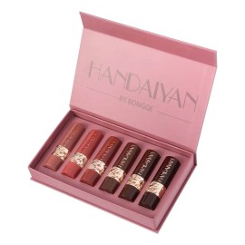Set De 6 Lápices Labiales Mate, Colores Naturales Fáciles De