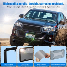 RYHYC License Plate Protector 2 Pcs Unbreakable Cover to Protect Car License Plate Shields Front and Back License Plate Covers with Screw Caps Car Tag Cover Kit
