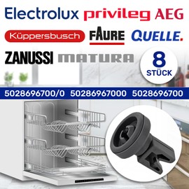 Pack of 8 Dishwasher Wheels Upper Basket Diameter 25 mm with Original Code 5028696700/0 50286967000 5028696700 for AEG for Electrolux for Juno for Zanker for Zanussi MONTERAL