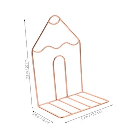 Operitacx 2 Pcs Heavy Duty Rose Metal Bookends L Shaped Design Decorative Book Holders for Home Office Sturdy Book Stoppers Stylish Desktop Organizer