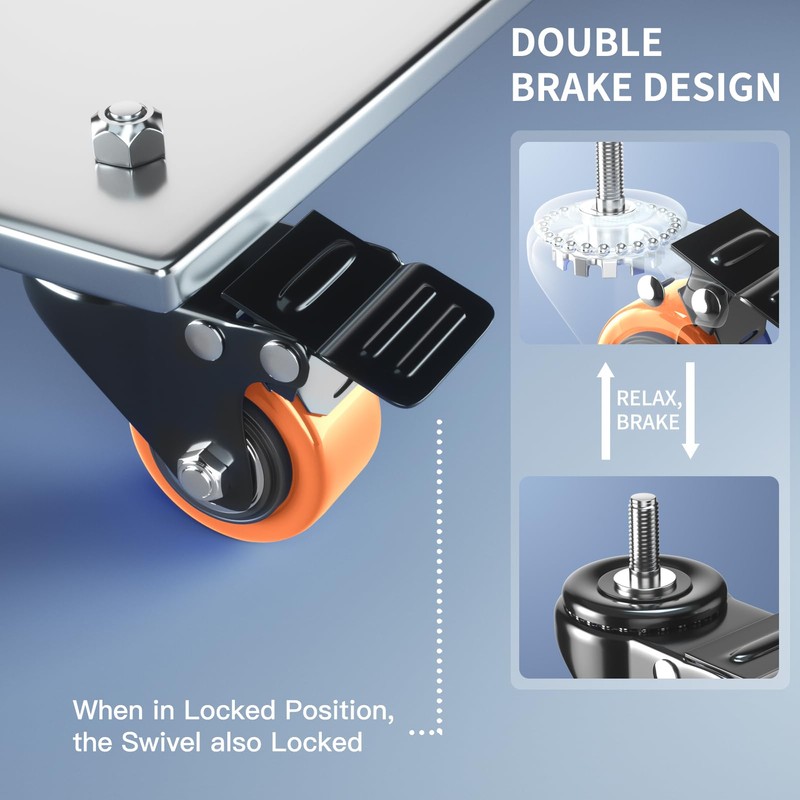 Stem Caster Wheels 2 inch Heavy Duty, Swivel Threaded Stem