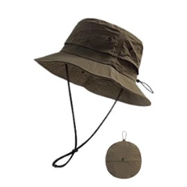 [ｕｒｉｃｃａ＼ウリッカ] カーキ(メッシュ) 帽子 レディース uvカット バケットハット サファリ メンズ 折りたたみ コンパクト 収納 撥水 アウトドア フェス メッシュ 2タイプ サイズ調整 ひも付き 日焼け防止 紫外線対策 つば広 日よけ 軽量[郵1.5]^bm1480^