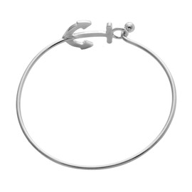 NOUMANDA Women's Nautical Jewelry Sailor's Anchor Easy Open Hook Bracelet Bangle (silver)