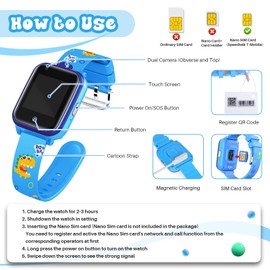 LiveGo Smart Watch for Children, 4G Safe Smartwatch with Two Cameras, GPS Tracker, SOS Call for Children, Students Aged 4-12 Years, Birthday Gifts School Day (T13 Blue)