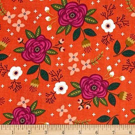 Camelot Fabrics Enchanted Floral Double Gauze Red-Orange Fabric by The Yard